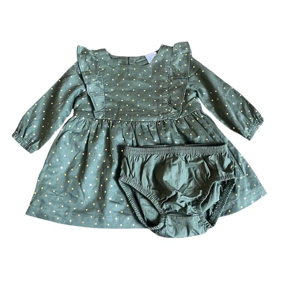 Carter's Green and Gold Polka Dot Dress Set