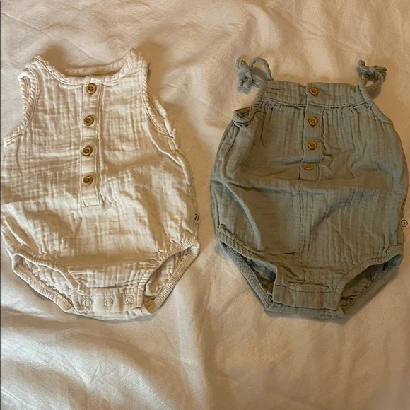 Stylish Kids Sleeveless Rompers - Cream and Mint Green