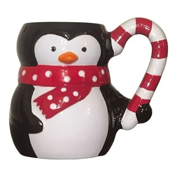 Pier 1 penguin holiday mug