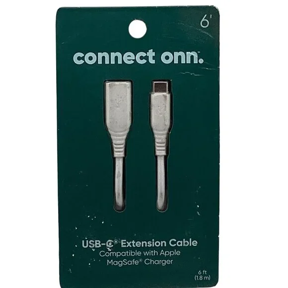 Onn: USB-C Extension Cable, Length: 6 ft, Compatible with USB-C devices