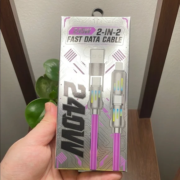 NIB ✌️240W 2-IN-2✌️Fast data cable charger >> 4-in-1 >> purple/black/blue