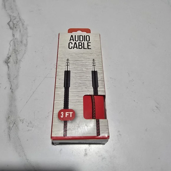 Luxshare Audio Cable, 3ft. Heavy Duty Braided Cable, (AUX3BR001) Red, Brand New