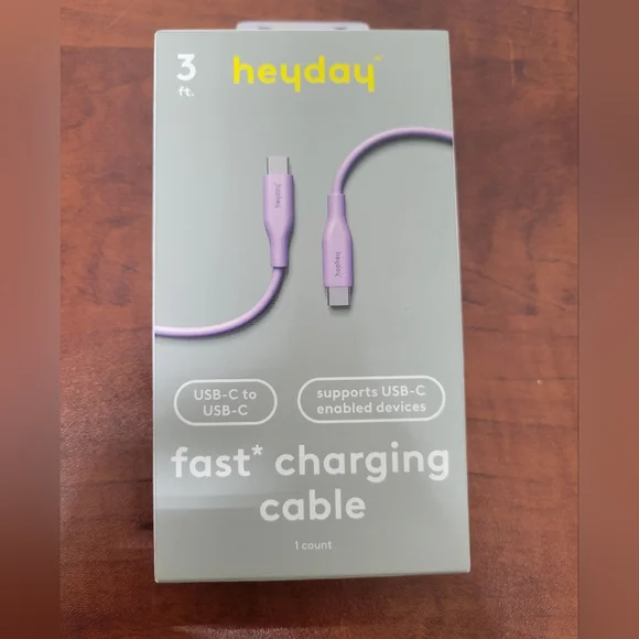 Heyday Lavender USB-C to USB-C Cable 3 Ft Nwt