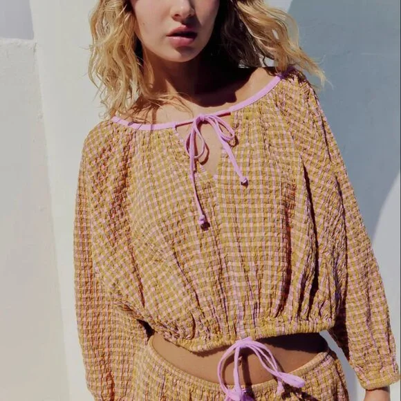Free People Clara Plaid Top - NWT!