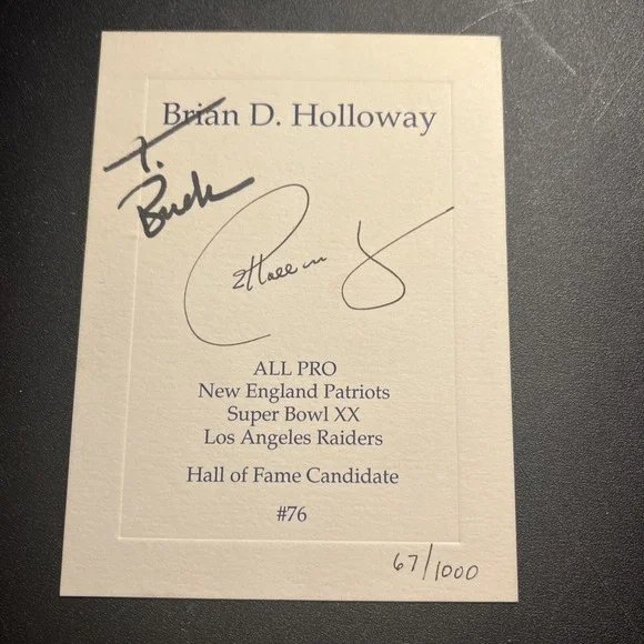 Brian Holloway Hall Of‎ Fame Candidate Autographed #67/1000 Invitation 