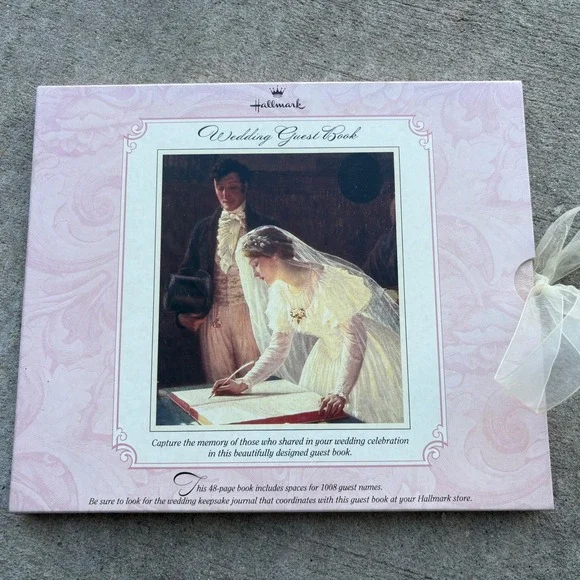 Hallmark Wedding Guest Book Pink Damask Fine Art Signing the Register WCA2403