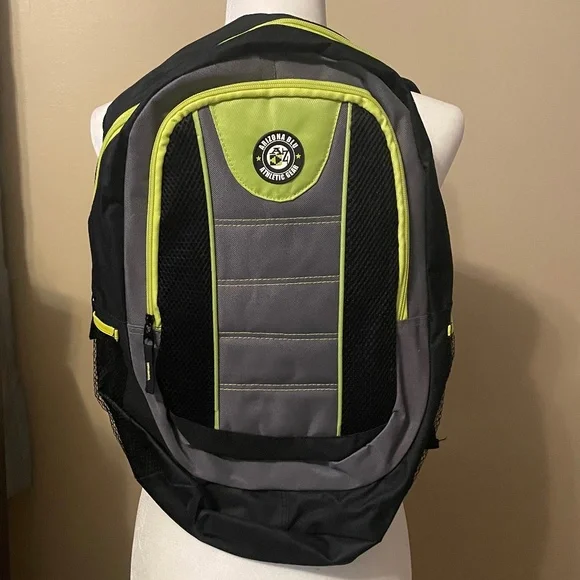 🎒 Arizona Blu Athletic Gear Backpack (Black, Gray, Neon Yellow)