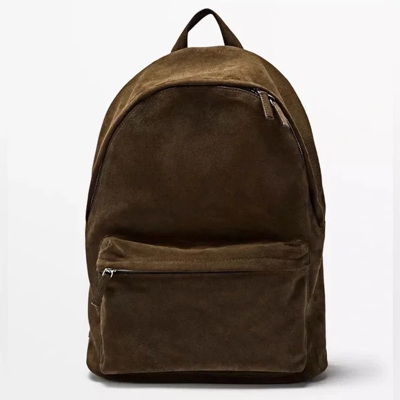 NIP- Massimo Dutti Suede Leather Backpack with Zip