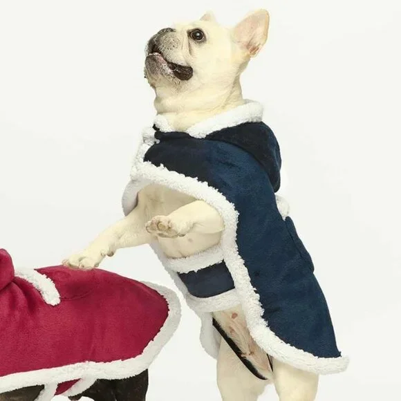 NEW Fitwarm Dog Coat Fleece Sherpa Hooded Blanket Coat Blue Size XL