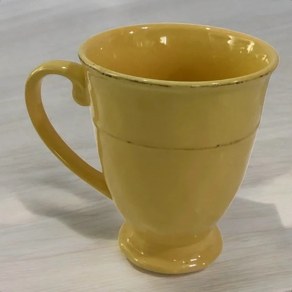 Pier 1 Imports Martello Mango Cup Yellow Brown Accented Rim Coffee Mug