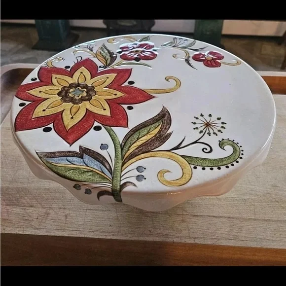 Pier 1‎ Earthware Carynthum Vintage Cake Stand Discontinued RARE