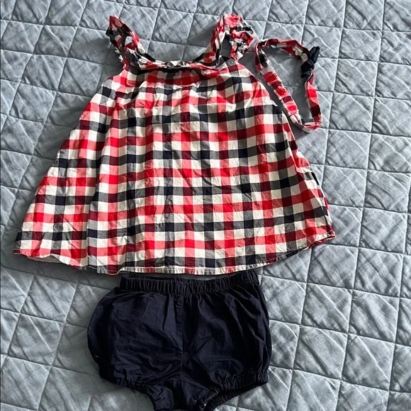 Kids Checkered Dress and shorts Set- Great for Independence Day