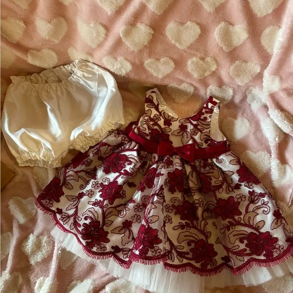 American Princess Red and White Floral Diaper Cover Set