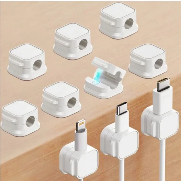 Universal White Cable Protector Clips for Lightning, USB-C, and Micro USB