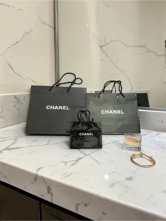 CHANEL Black Logo Tote and Mini Shopper Set