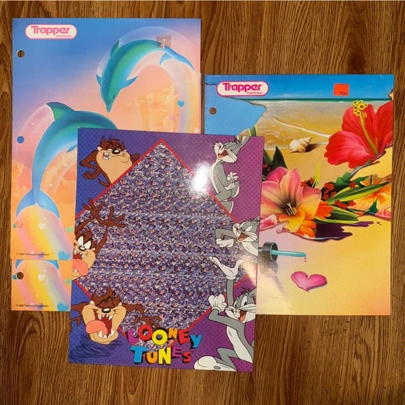 Vintage Trapper Keeper Atomic School Folders 90s dolphins taz looney tunes