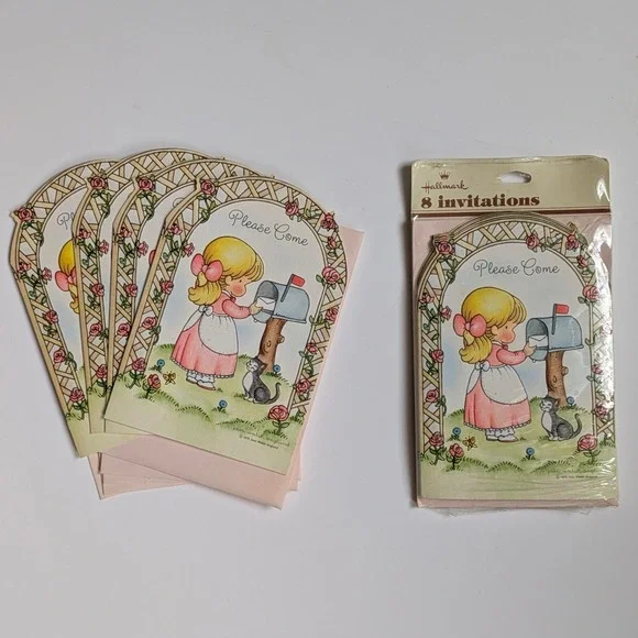 Vintage 70s Hallmark Joan Walsh Anglund Birthday‎ Party Invitation Fill-in Cards