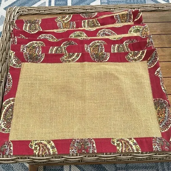 Pier 1 Floral & Raffia Cloth Placemats (6)