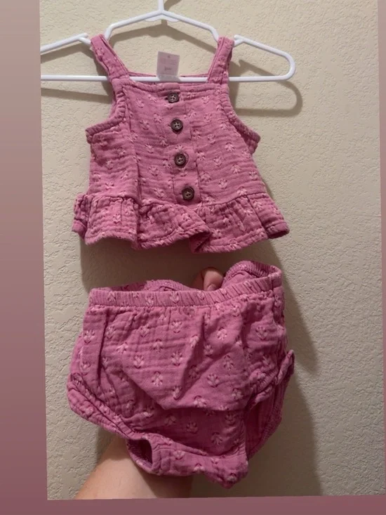 Baby Girl Pink Two-Piece Tank Top & Bloomer Set