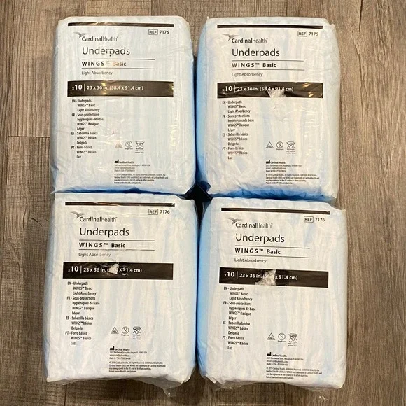 Cardinal Health Underpads Wings Extra Moderate Absorbency 10 Pack 23