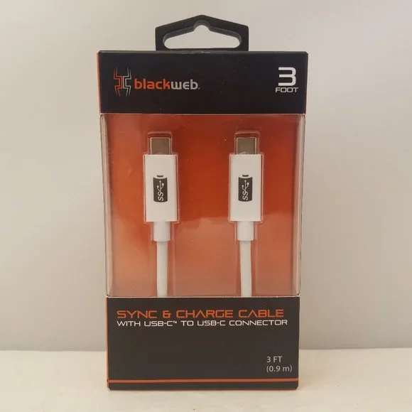 Sync & Charge Cable w/ USB-C To USB-C Connector 3' White