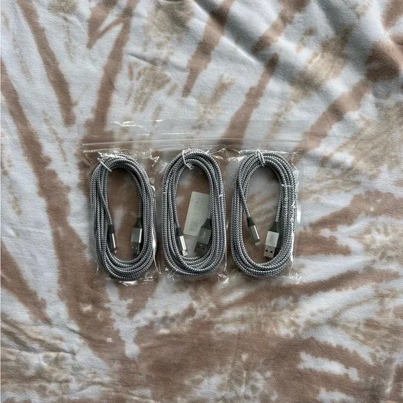 10ft Braided USB iPhone Charging Cables - Silver