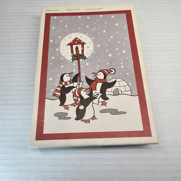 Vintage Sunshine Line Holiday Charm Christmas Cards Penguins Bears Scripture USA