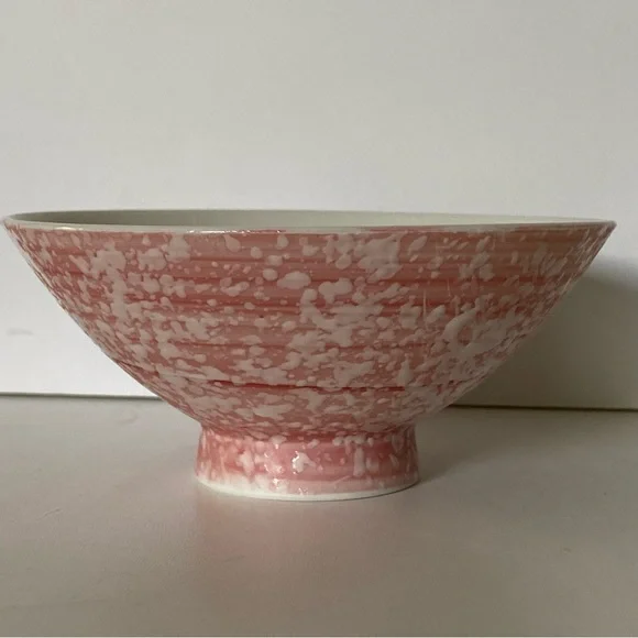 Vintage Pier 1 Imports Rice Bowls Pink Textured EUC 4.75” Splatter Ceramic