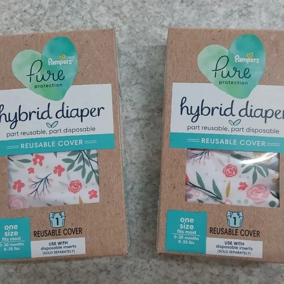 2 NEW Pampers Hybrid Reusable Girls Diaper Cover