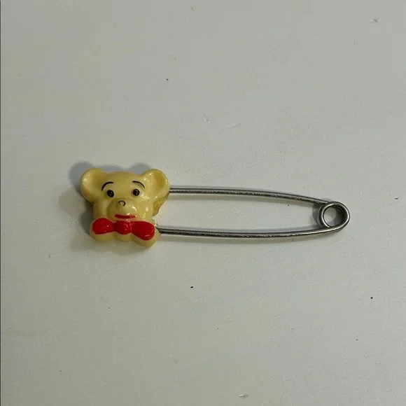 Vintage Gerber Bear Safety Pin with Red Bow Hong Kong