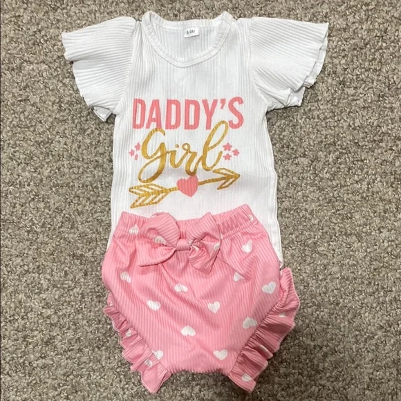 Daddy's Girl White and Pink Outfit