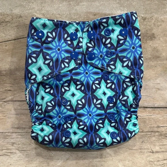 NEW w/tag Lalabye Baby Blue Geometric Adjustable Cloth Diaper