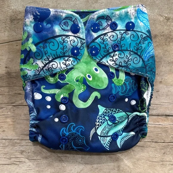 New with tags. Lalabye Baby Ocean Print Reusable Kids Cloth Diaper