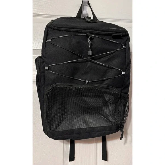Moko Black Sports Ball Bungee Cord Backpack Mesh Pocket Utility Rucksack Daypack