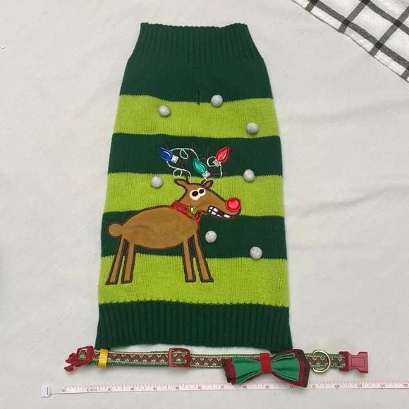 Dog Christmas sweater, and collar