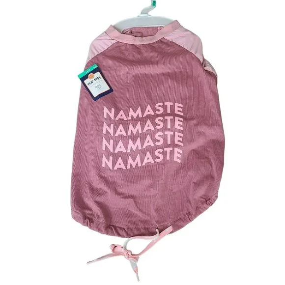 Top Paw Pet Dog Long Raglan Sleeve Tee T Shirt Sz LG - NAMASTE Two Tone Pink