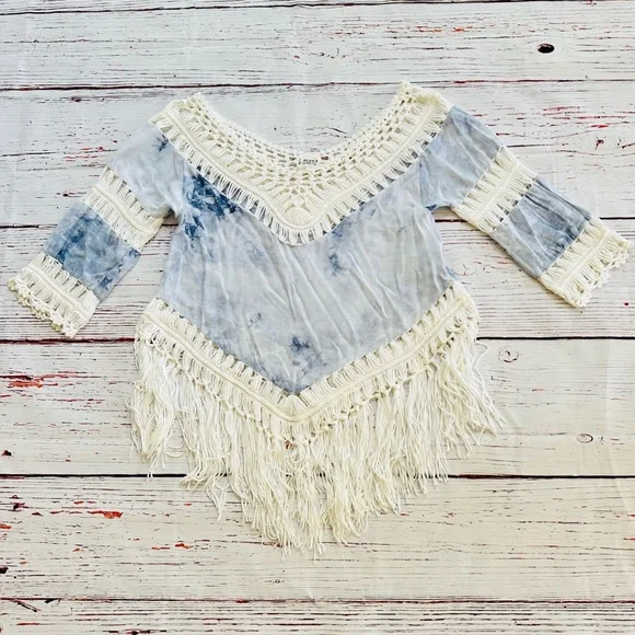 Boho Tie-Dye Fringe Top! Size small