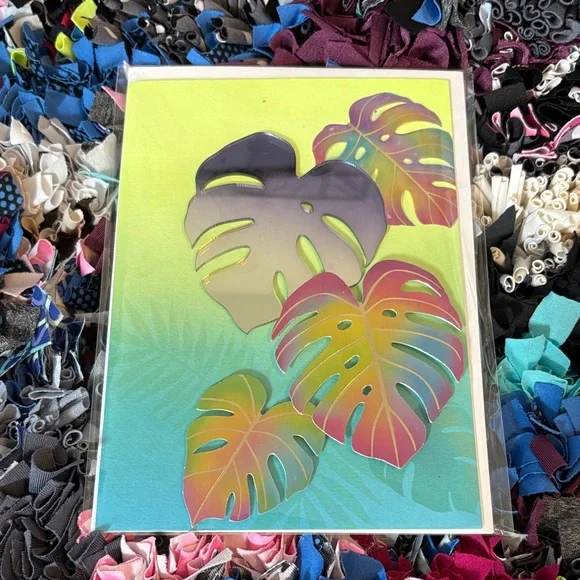 🆕Papyrus Mirrored Monstera Leaves Greeting Card