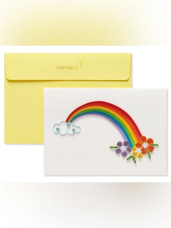 🆕Papyrus Premium Hand-Quilled Paper Rainbow Art Greeting Card