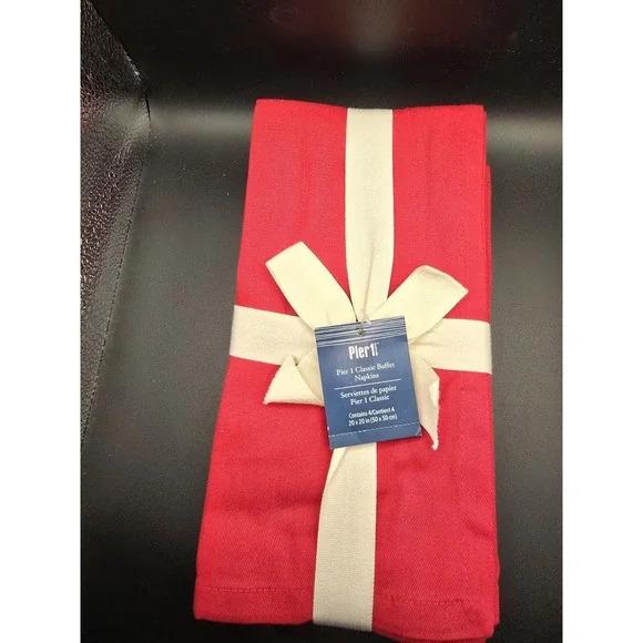 Pier 1 Imports Christmas Red Classic Buffet Cotton Napkins Set of 4