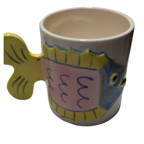 Pier 1 Novelty Fish Mug Handcrafted Japan‎ Unique Handle Coffee Tea Cup