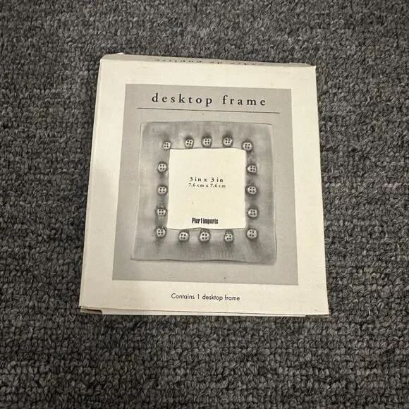 Pier One Desktop Frame Picture 3 in x 3 in Button Metal