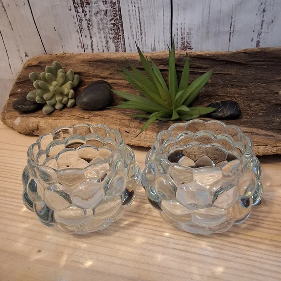 Pier 1 clear bubble glass votives