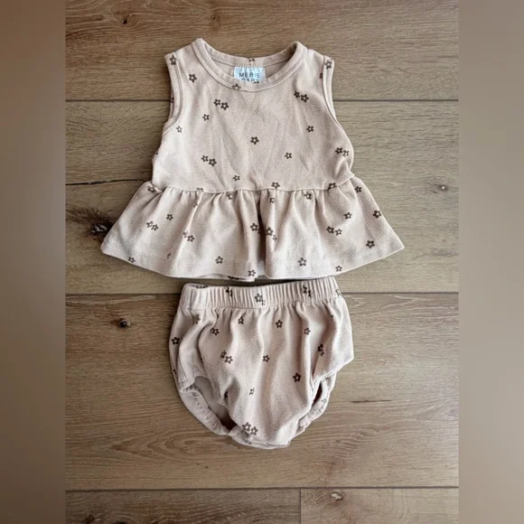 Mebie Baby Floral Neutral Kids Outfit