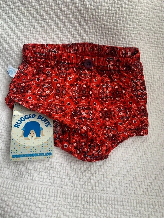 RuffleButts Red Paisley Diaper Cover