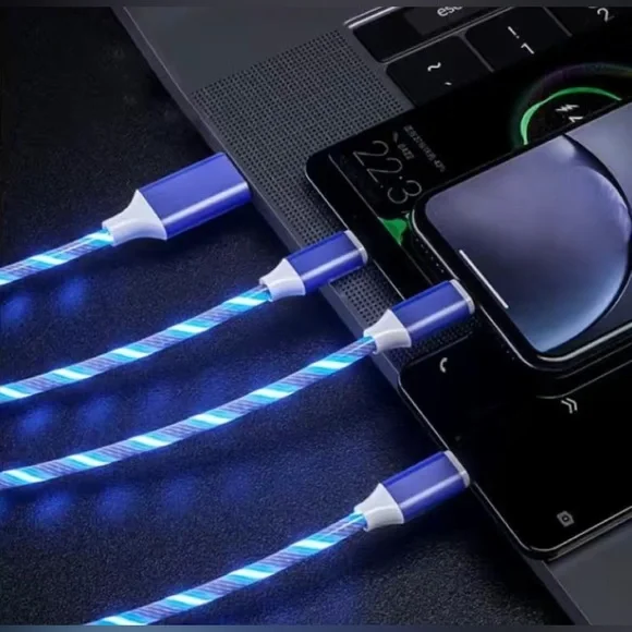 NWT - Blue Lighted 3 In 1 USB Charging Cable