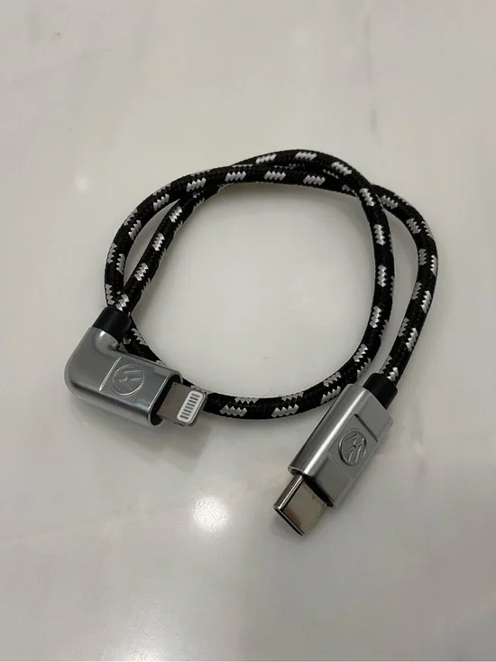 VW USB-C to LIGHTNING Braided Charging Cable - 13” long BLACK - R58