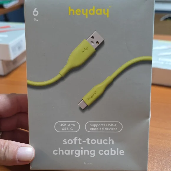 Heyday Lime Soft-Touch USB-A to USB-C Cable