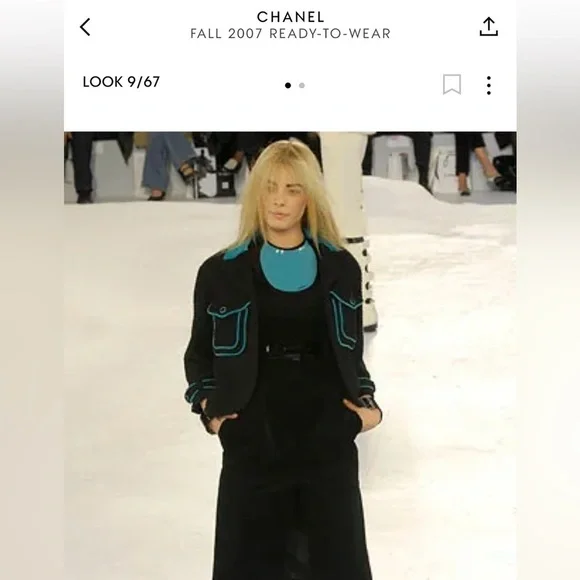 Chanel Fall 2007 Ready To Wear Runway Tweed Wool Black Jacket Blazer Size 40