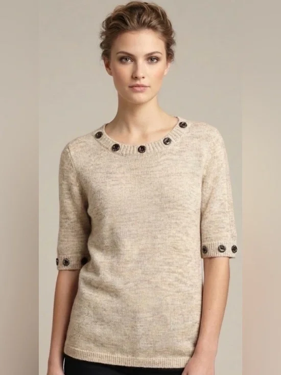 Chanel Cashmere Wool Blend Short Sleeves Sweater‎ 38
